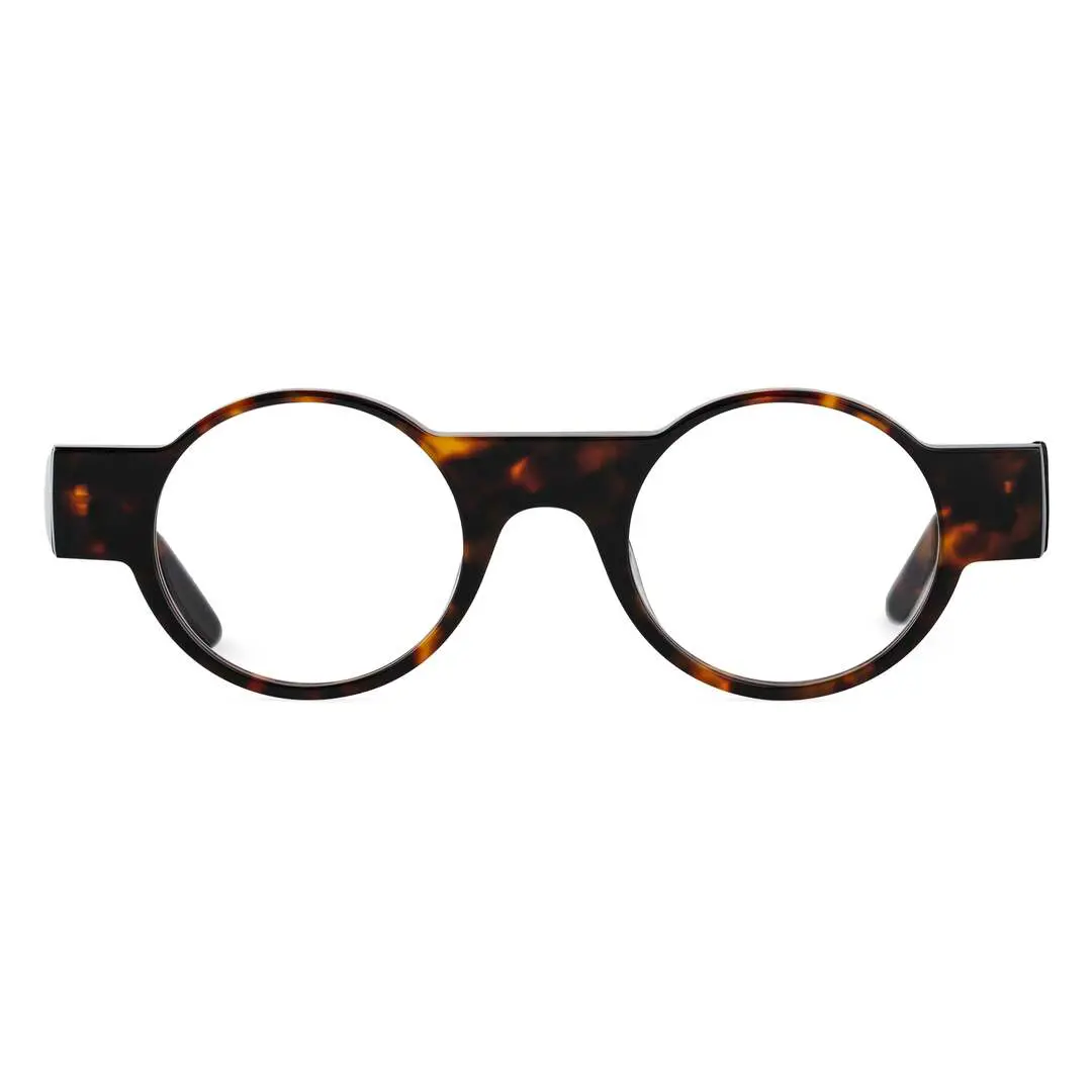 Front view of Dora vintage round acetate eyeglasses RA0232404 in tortoise