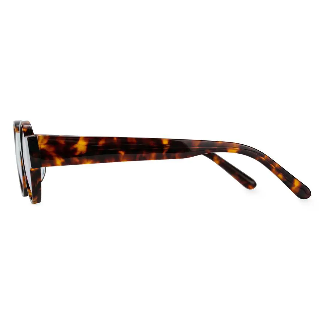 Side view of Dora vintage round acetate eyeglasses RA0232404 in tortoise