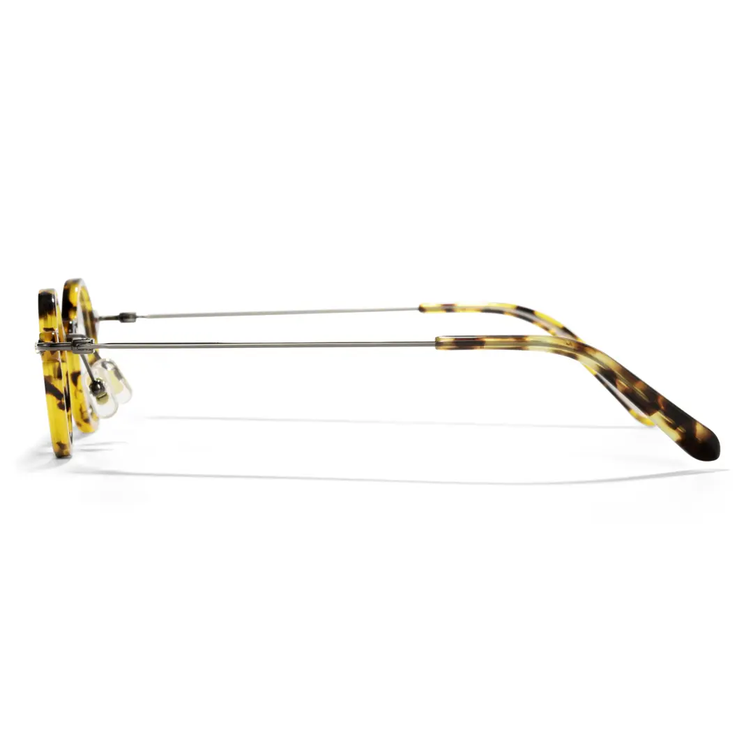 Side view of Reliable steampunk round acetate eyeglasses RA0282411 in yellow tortoise