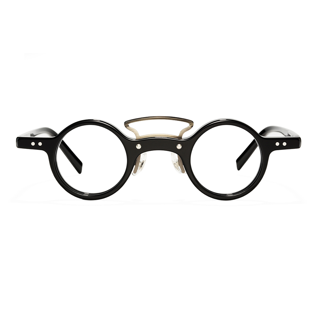 Front view of Tero vintage round acetate eyeglasses RA0302310 in black