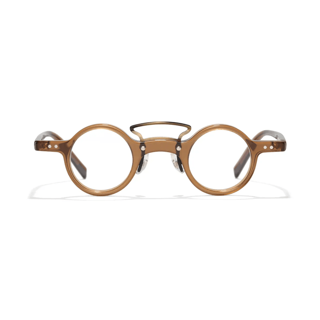 Front view of Tero vintage round acetate eyeglasses RA0302310 in brown