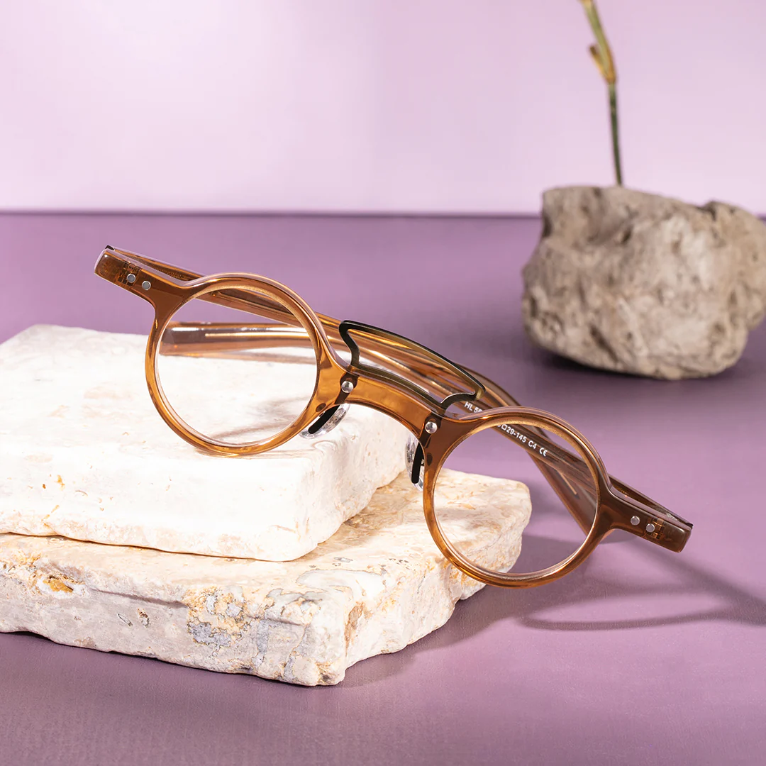 Scene view of Tero vintage round acetate eyeglasses RA0302310 in brown
