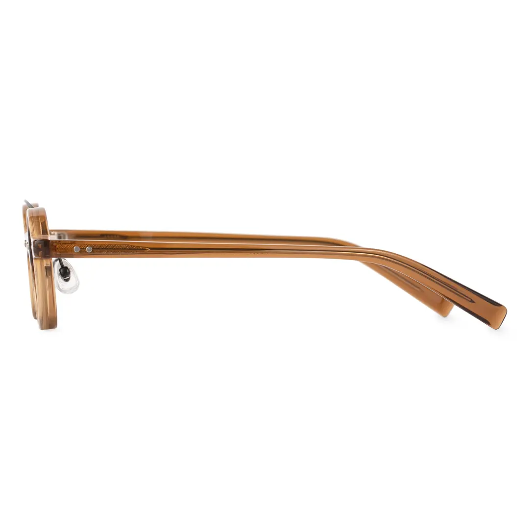 Side view of Tero vintage round acetate eyeglasses RA0302310 in brown