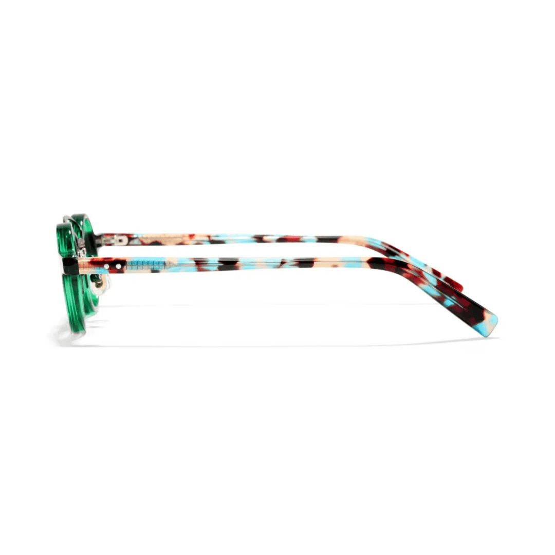 Side view of Tero vintage round acetate eyeglasses RA0302310 in green