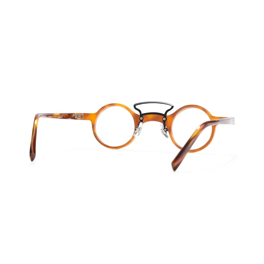 Back view of Tero vintage round acetate eyeglasses RA0302310 in yellowtortoise