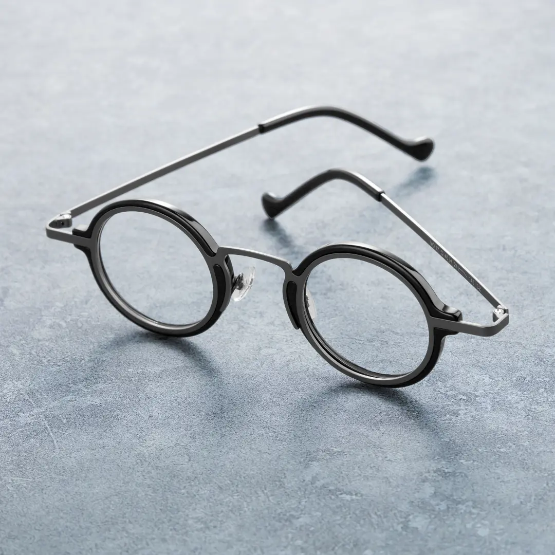 Scene view of Kyire vintage round acetate eyeglasses in silver. SPU: RA0302402