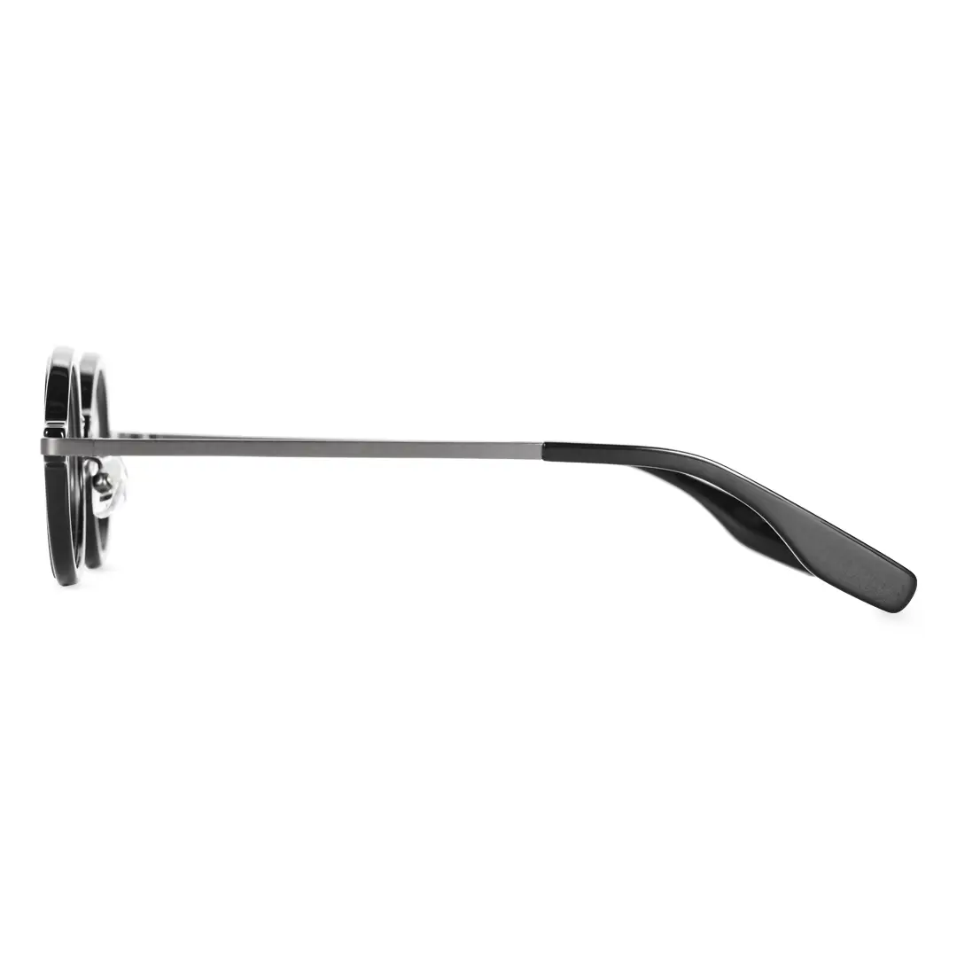 Side view of Kyire vintage round acetate eyeglasses in silver. SPU: RA0302402