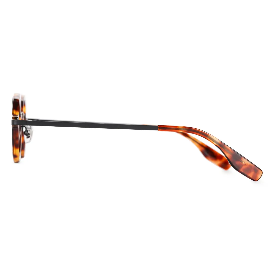 Side view of Kyire vintage round acetate eyeglasses in tortoise. SPU: RA0302402