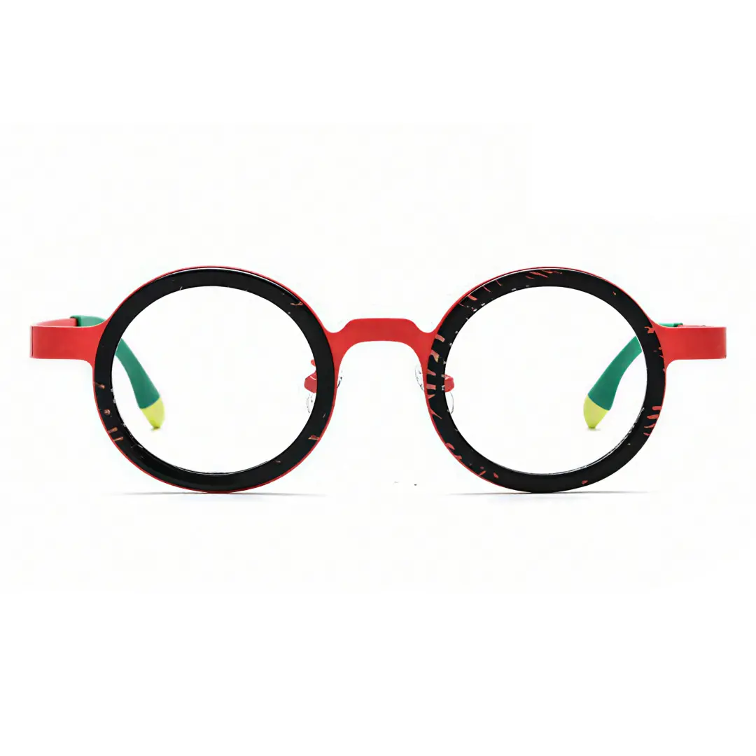 Front view of Colin vintage round acetate eyeglasses RA0302408 in black