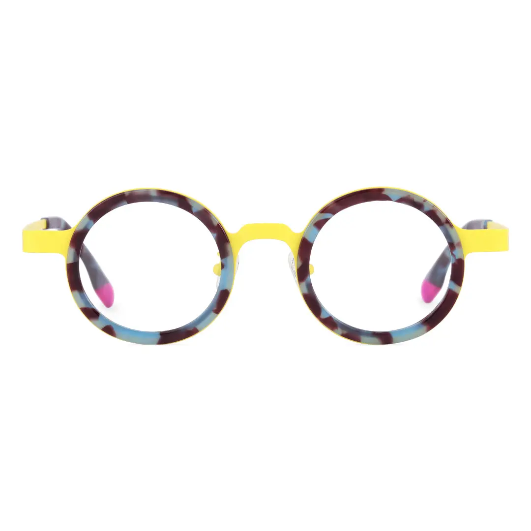 Front view of Colin vintage round acetate eyeglasses RA0302408 in blue tortoise