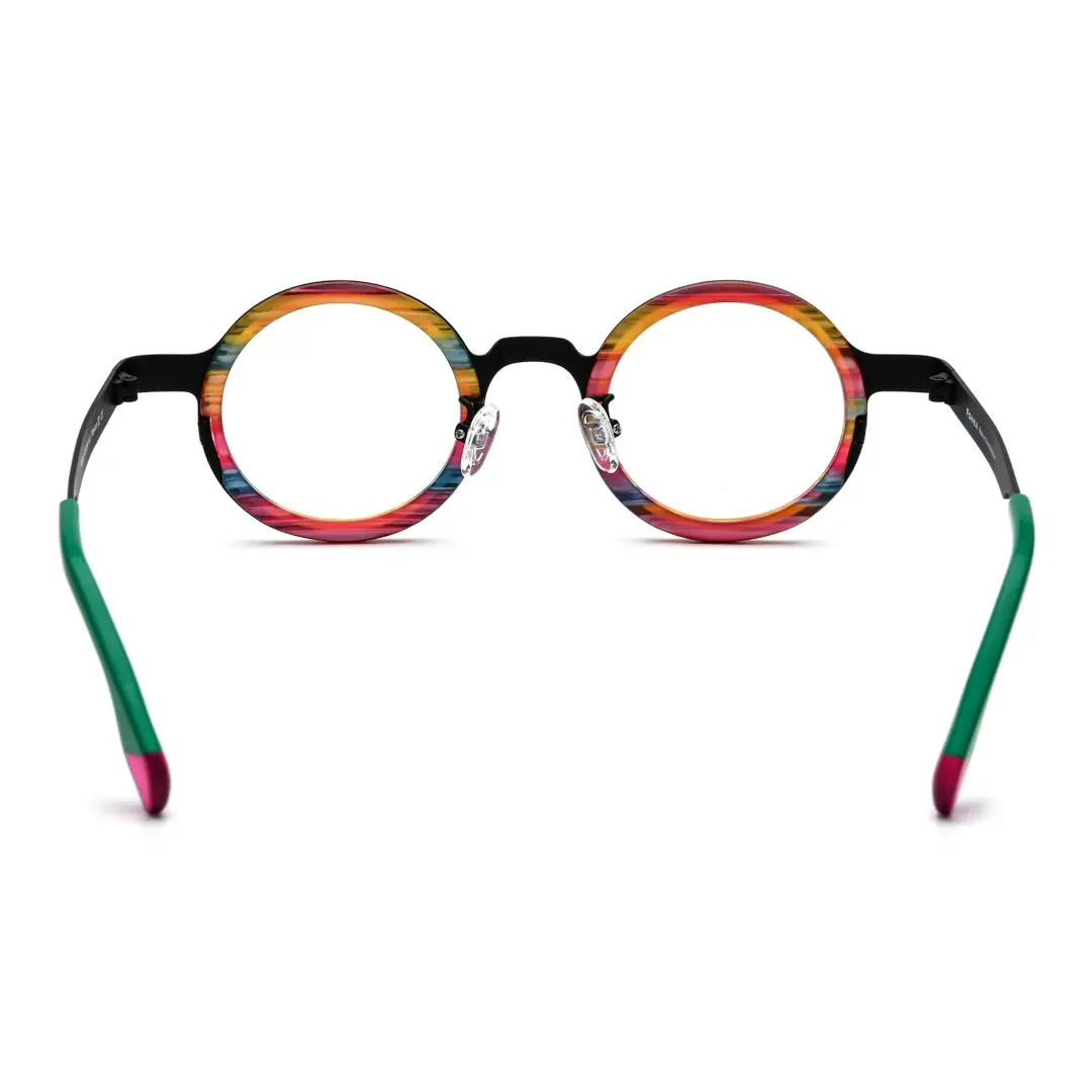 Back view of Colin vintage round acetate eyeglasses RA0302408 in multicolor