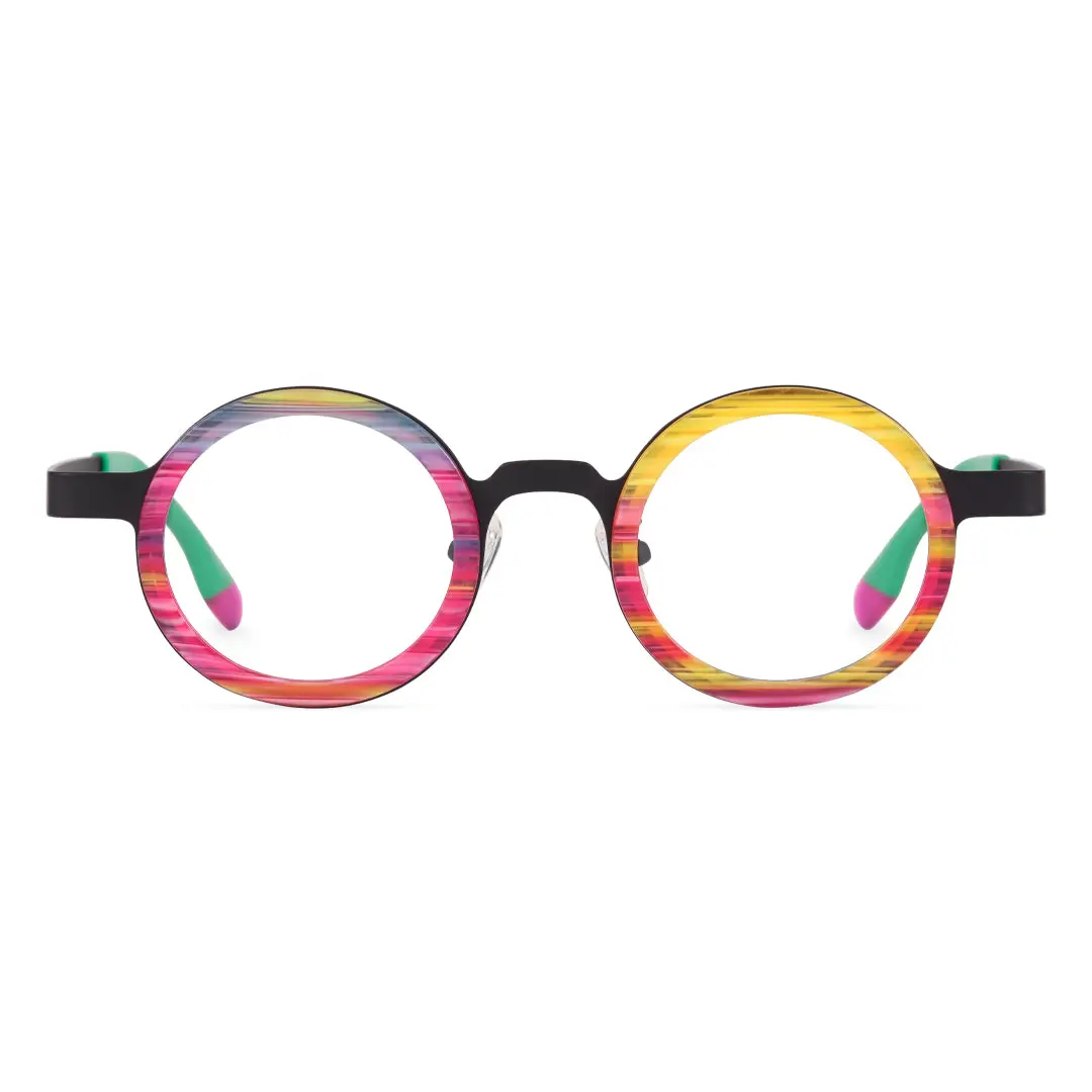 Front view of Colin vintage round acetate eyeglasses RA0302408 in multicolor