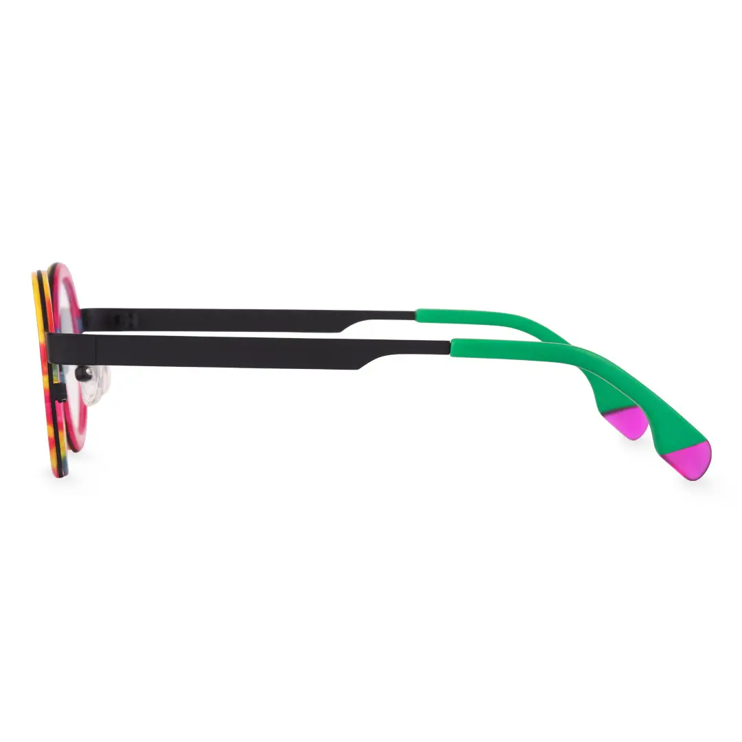 Side view of Colin vintage round acetate eyeglasses RA0302408 in multicolor