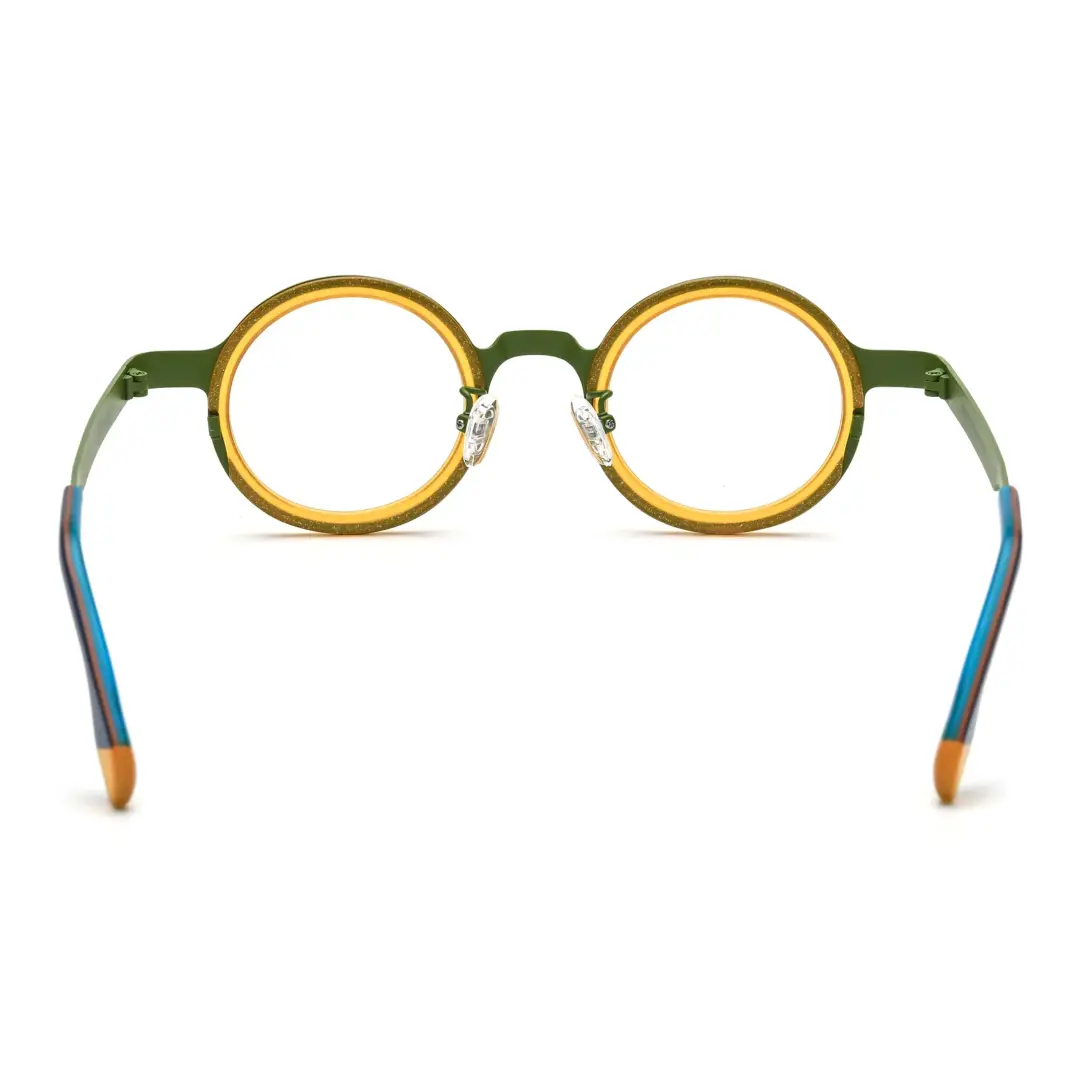 Back view of Colin vintage round acetate eyeglasses RA0302408 in yellow
