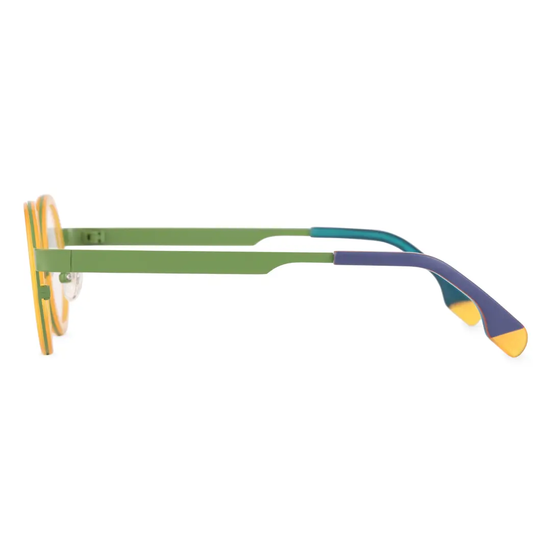 Side view of Colin vintage round acetate eyeglasses RA0302408 in yellow