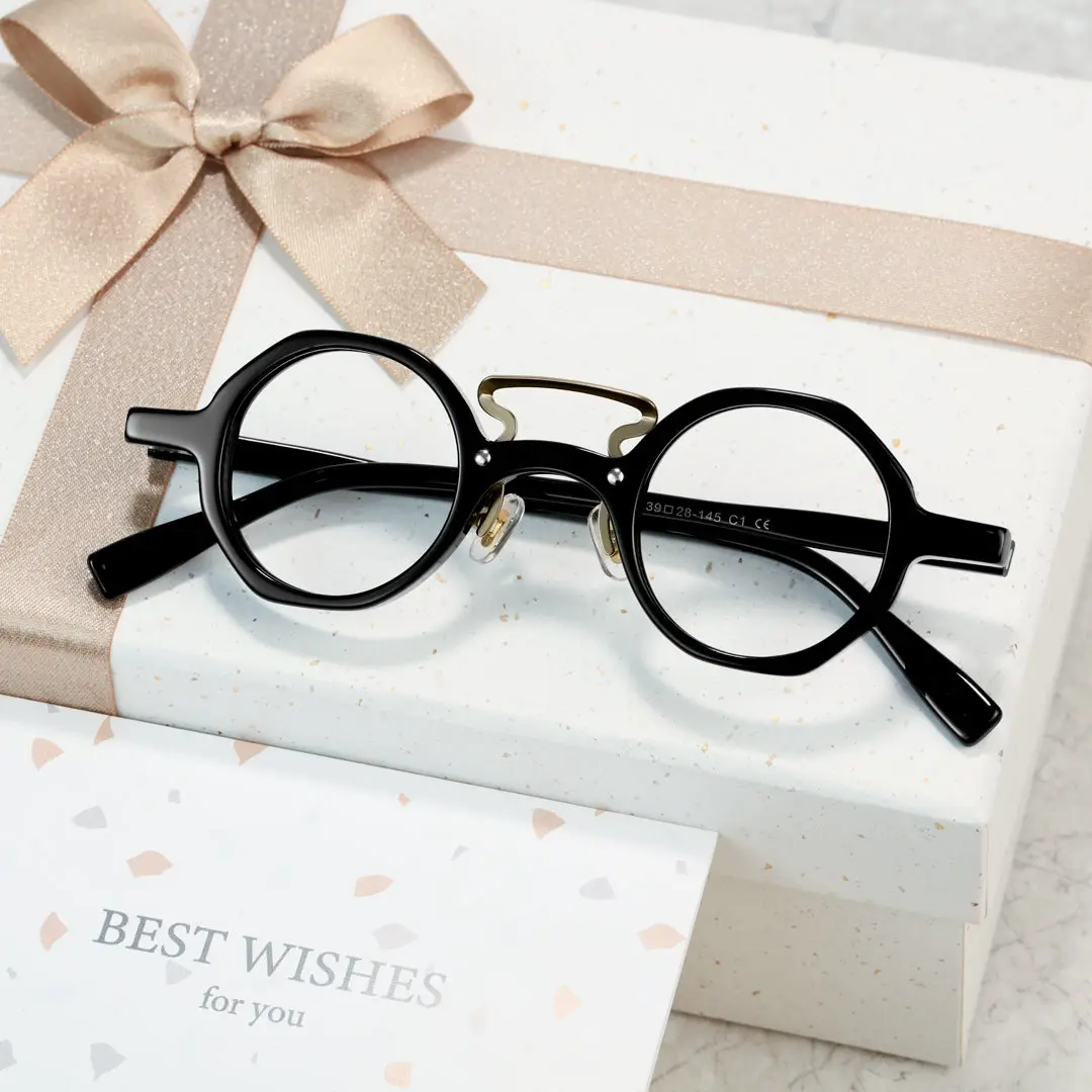 Scene view of Save vintage round acetate eyeglasses RA0302411 in black