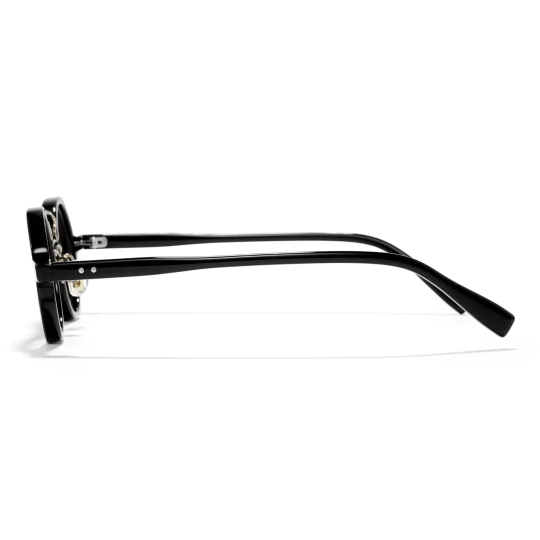 Side view of Save vintage round acetate eyeglasses in black. SPU: RA0302411