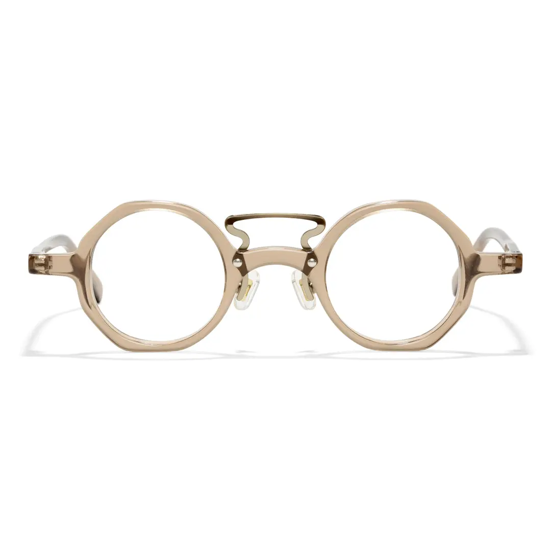 Front view of Save vintage round acetate eyeglasses in gold. SPU: RA0302411