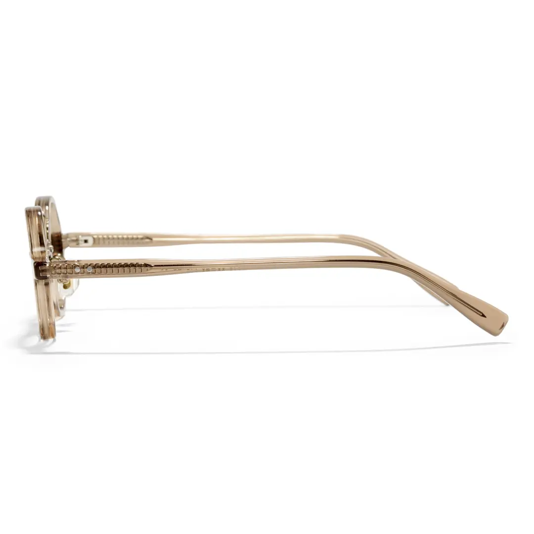 Side view of Save vintage round acetate eyeglasses in gold. SPU: RA0302411