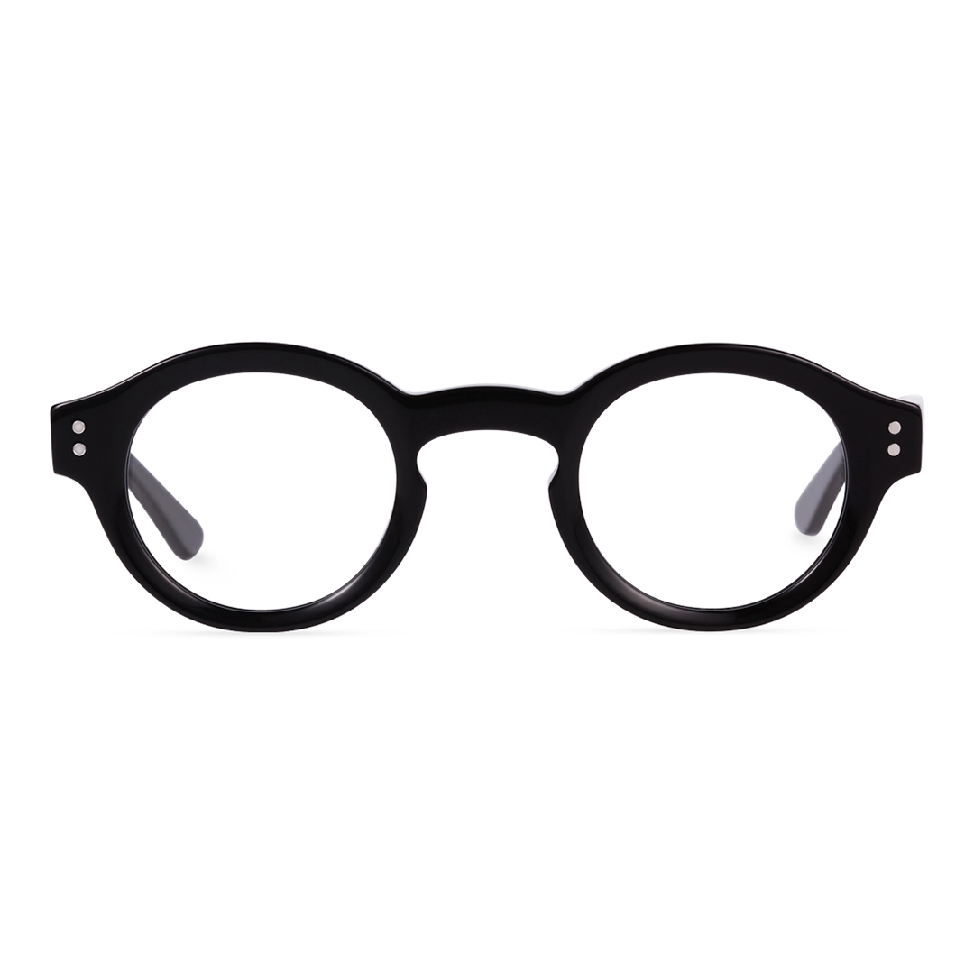 Front view of Efia vintage round acetate eyeglasses RA0302504 in black