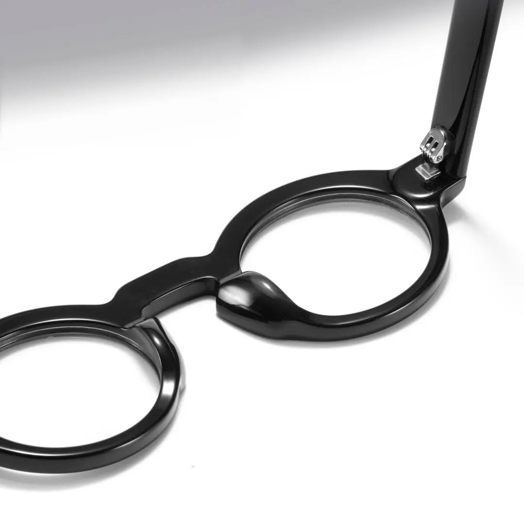 Integrated nose pad detail of Efia vintage round acetate eyeglasses RA0302504 in black