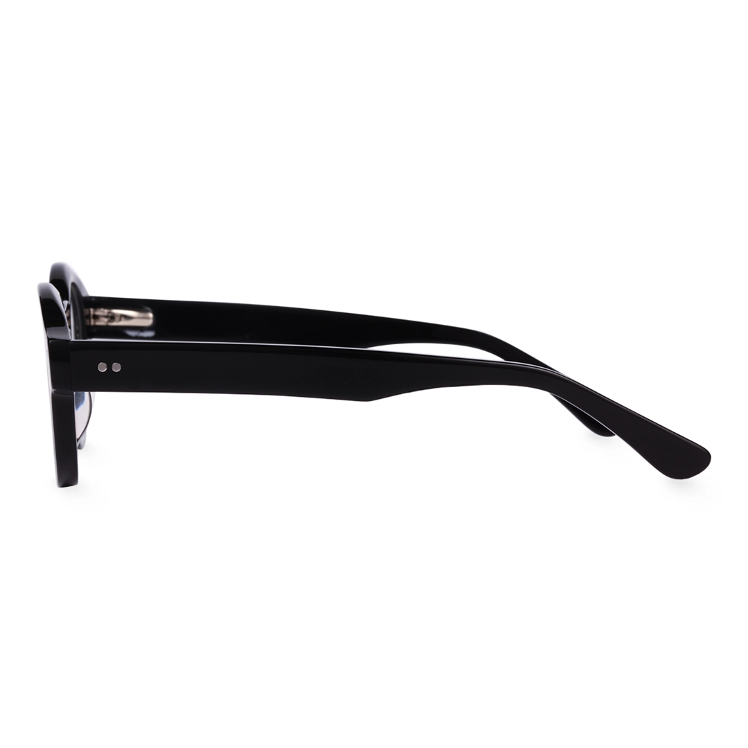 Side view of Efia vintage round acetate eyeglasses RA0302504 in black