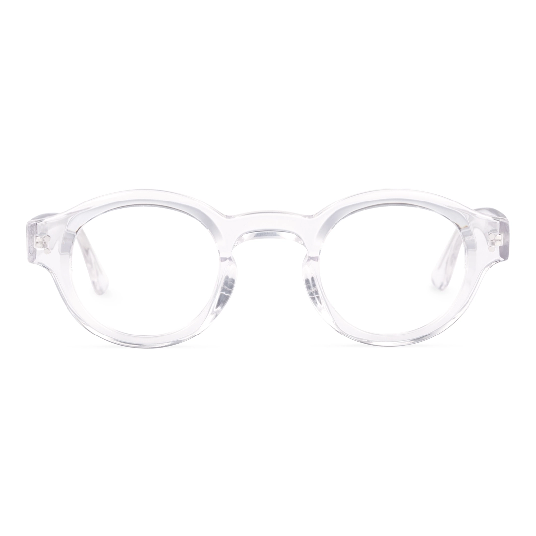 Front view of Efia vintage round acetate eyeglasses RA0302504 in clear