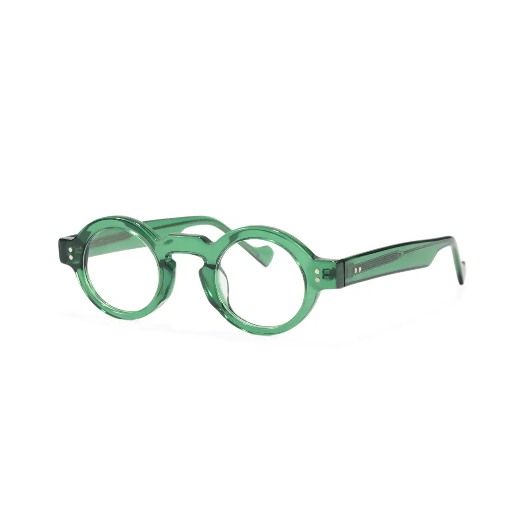Angle view of Efia round acetate eyeglasses RA0302504 in green