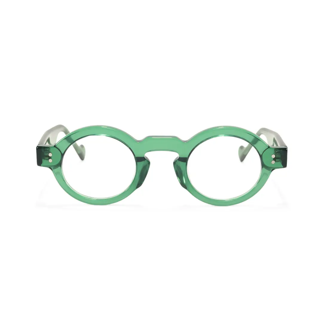 Front view of Efia round acetate eyeglasses RA0302504 in green