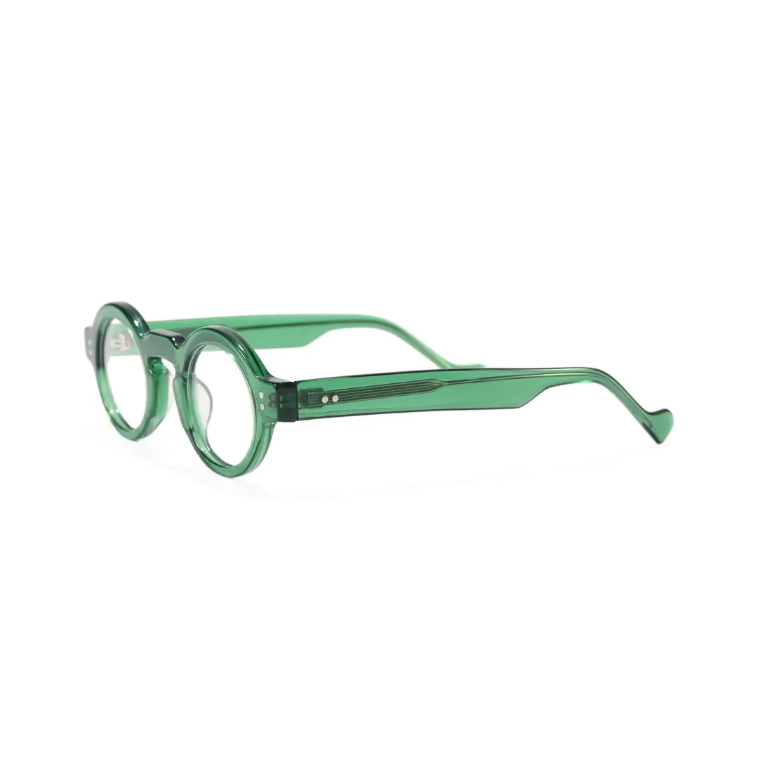 Side view of Efia round acetate eyeglasses RA0302504 in green