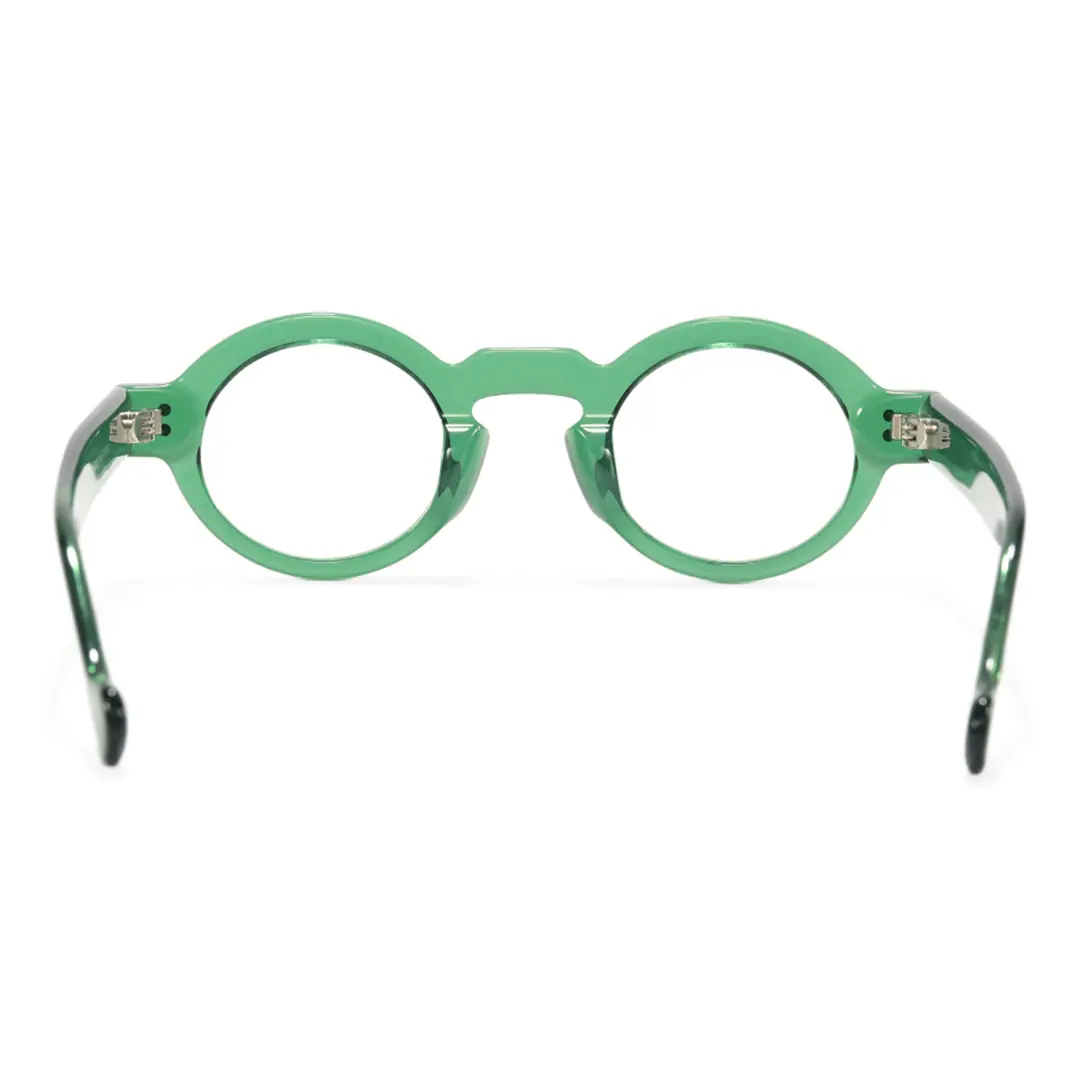 Back view of Efia vintage round acetate eyeglasses RA0302504 in green