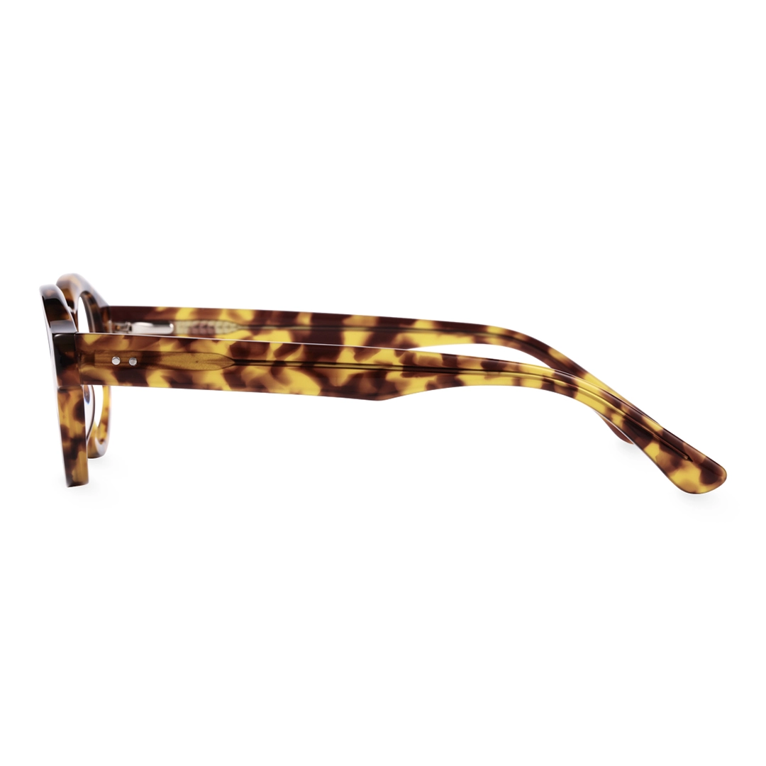 Side view of Efia vintage round acetate eyeglasses RA0302504 in tortoise
