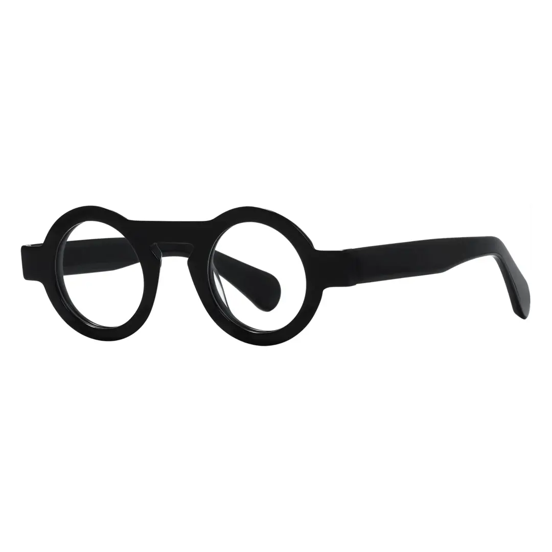 Angle view of elana round acetate eyeglasses RA0312411 in black
