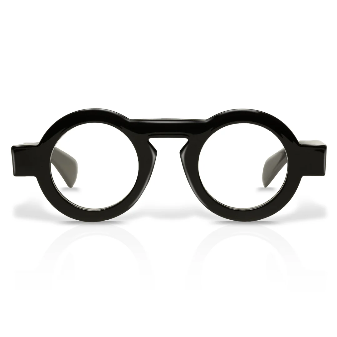 Front view of Elana round acetate eyeglasses RA0312411 in black