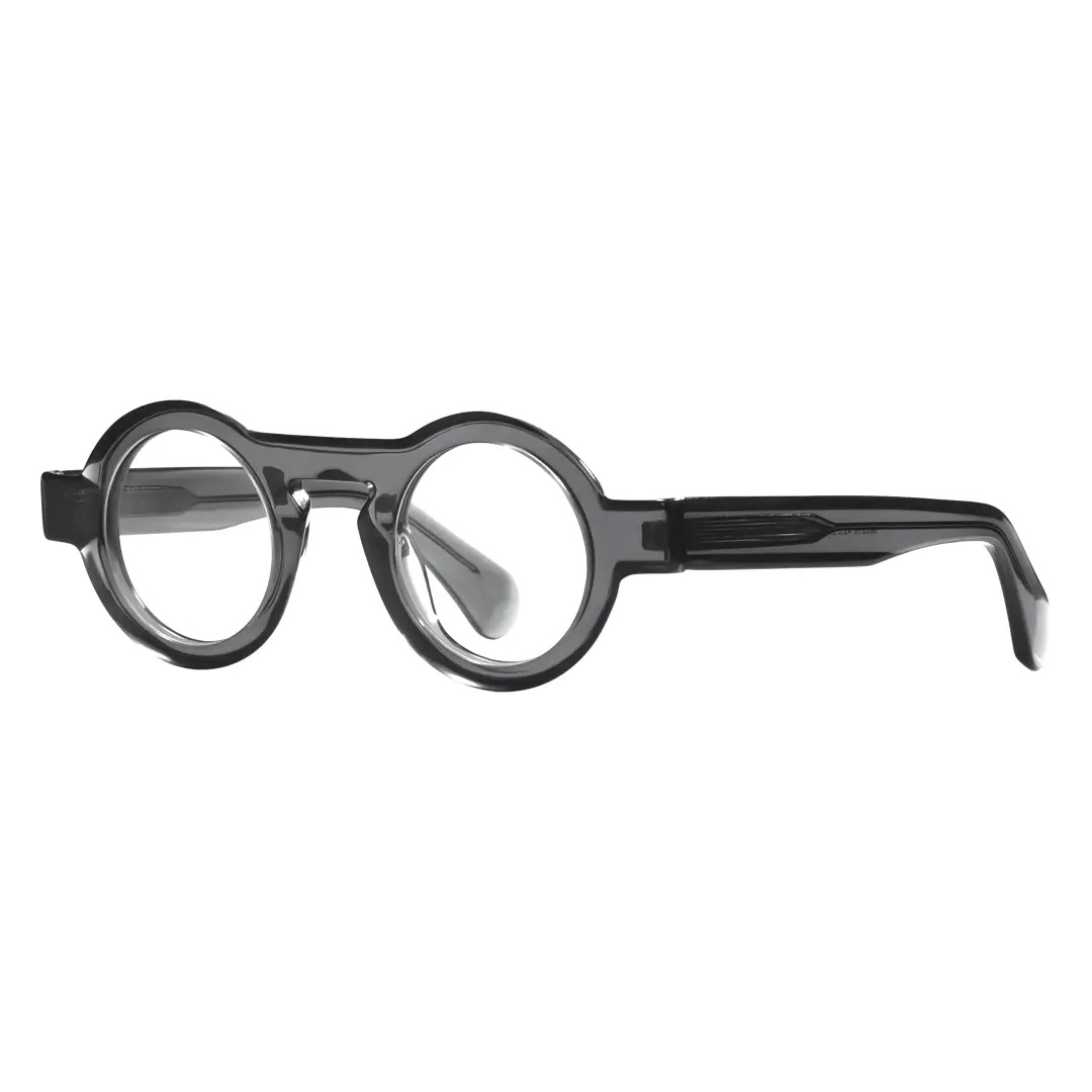 Angle view of elana round acetate eyeglasses RA0312411 in grey