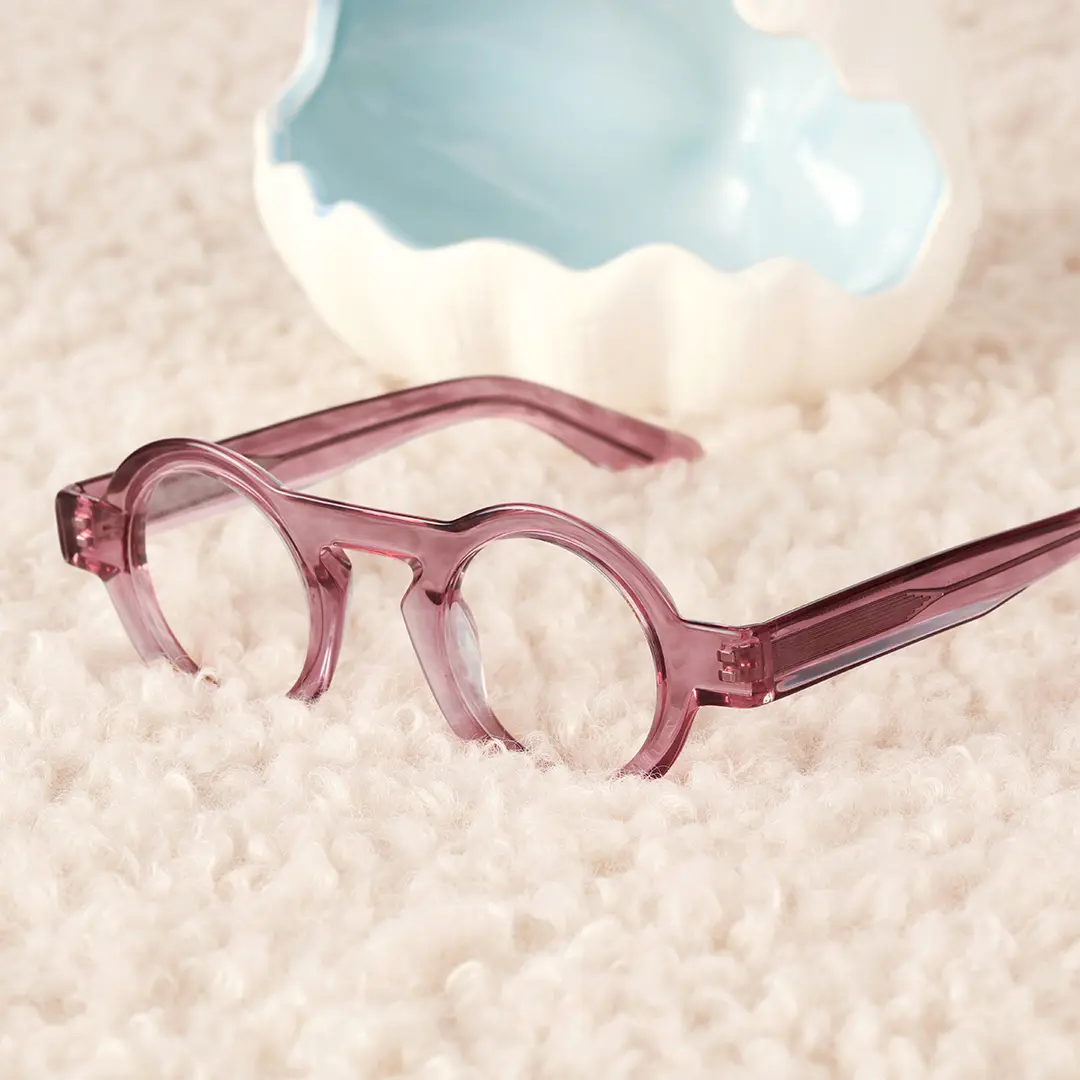 Scene view of Elana round acetate eyeglasses RA0312411 in pink