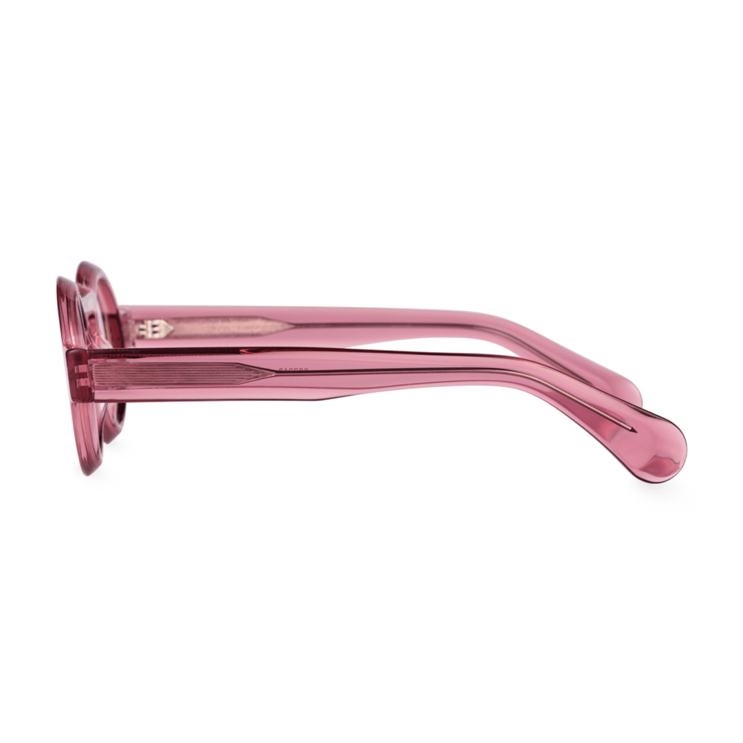 Side view of Elana round acetate eyeglasses RA0312411 in pink