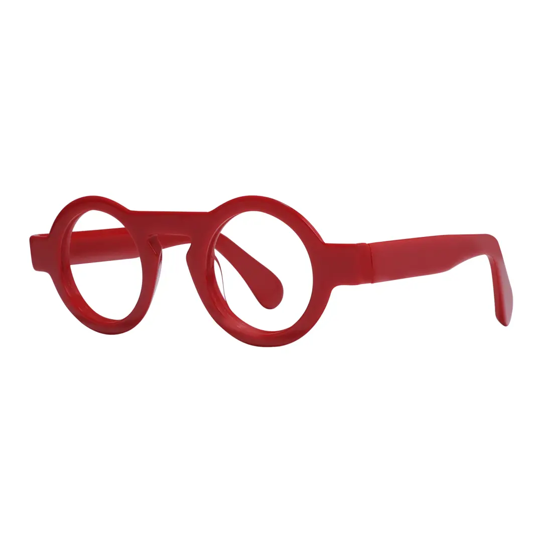Angle view of Elana round acetate eyeglasses RA0312411 in red