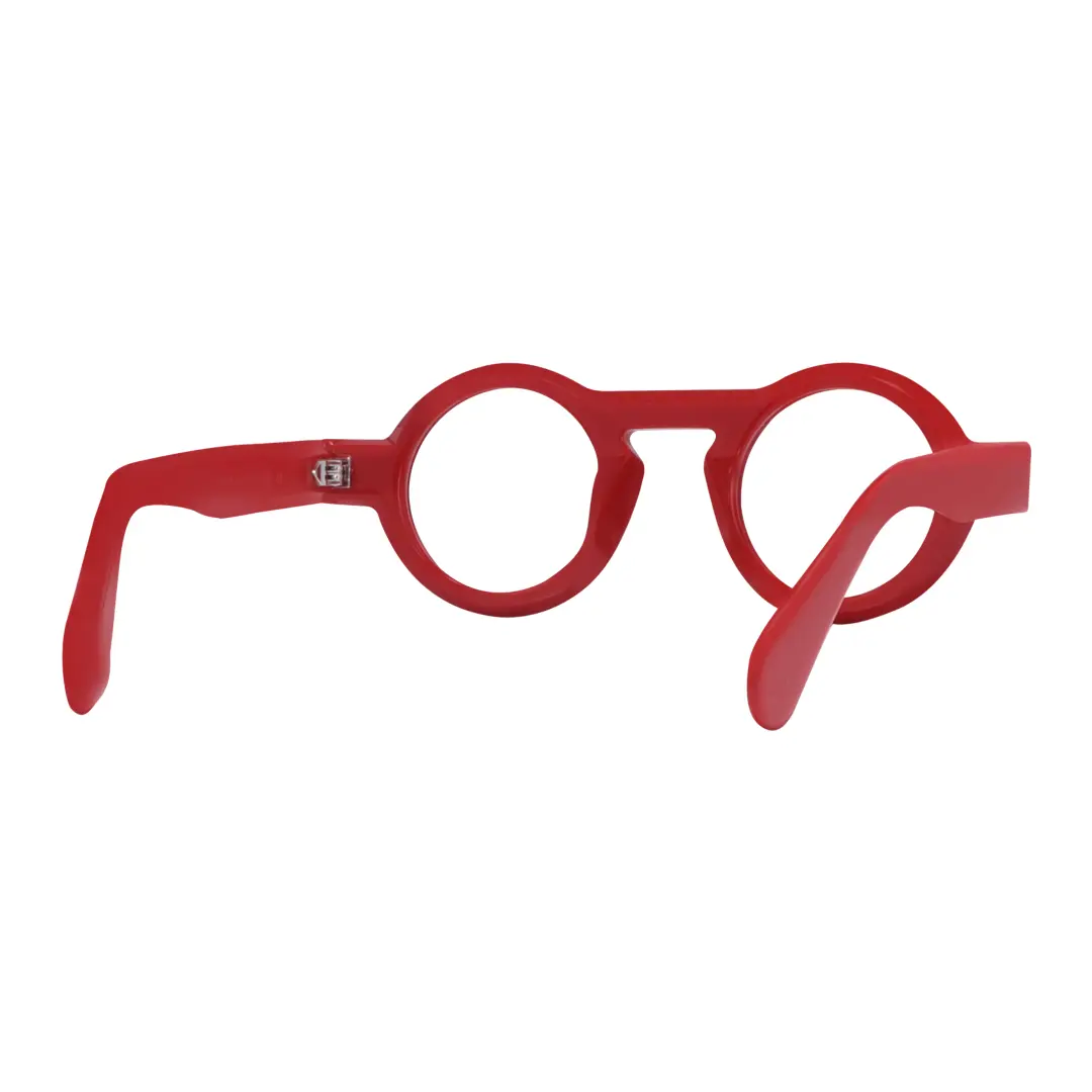 Back view of Elana round acetate eyeglasses RA0312411 in red