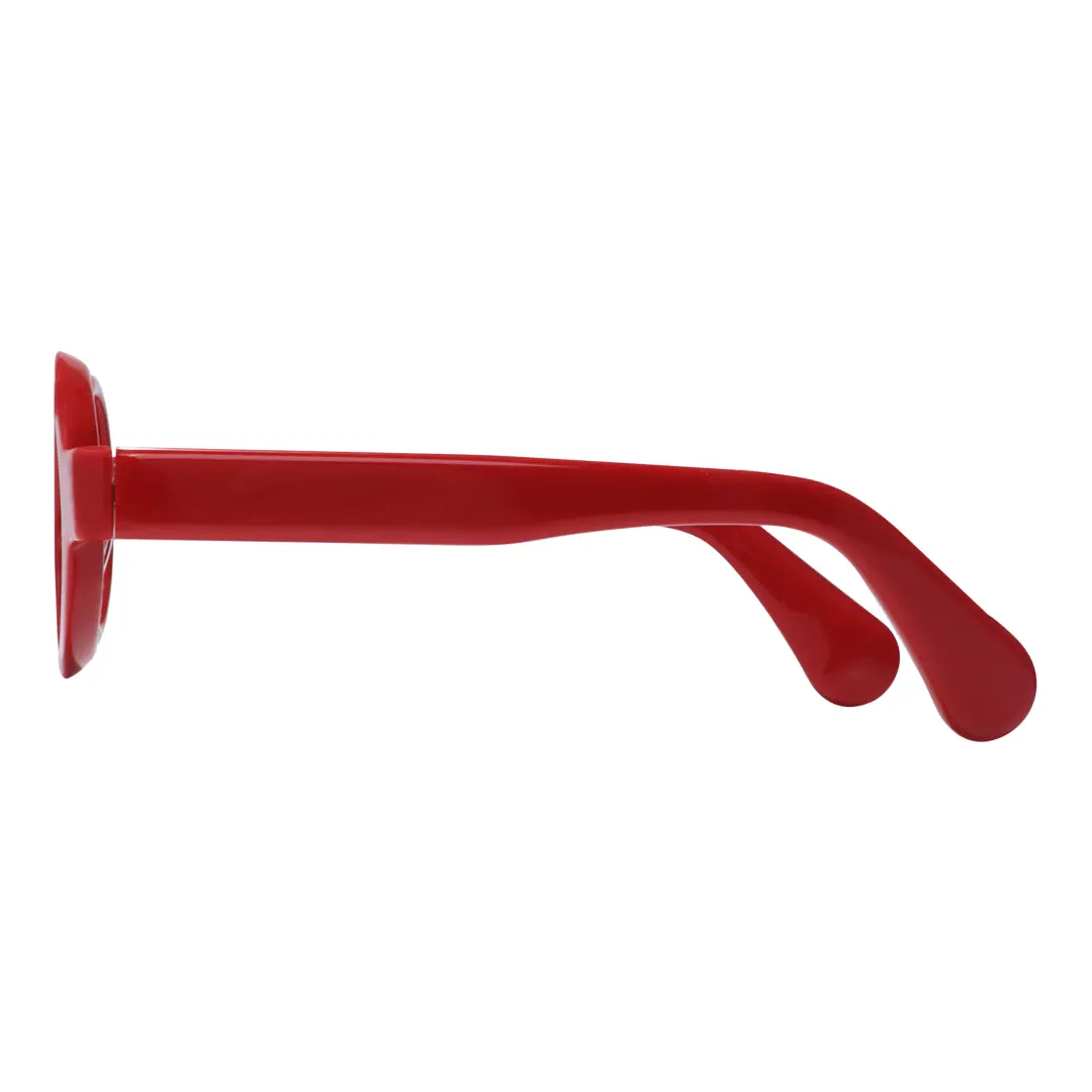 Side view of Elana round acetate eyeglasses RA0312411 in red