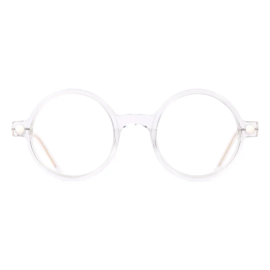 Front view of Gaia round acetate eyeglasses RA0312504 in clear