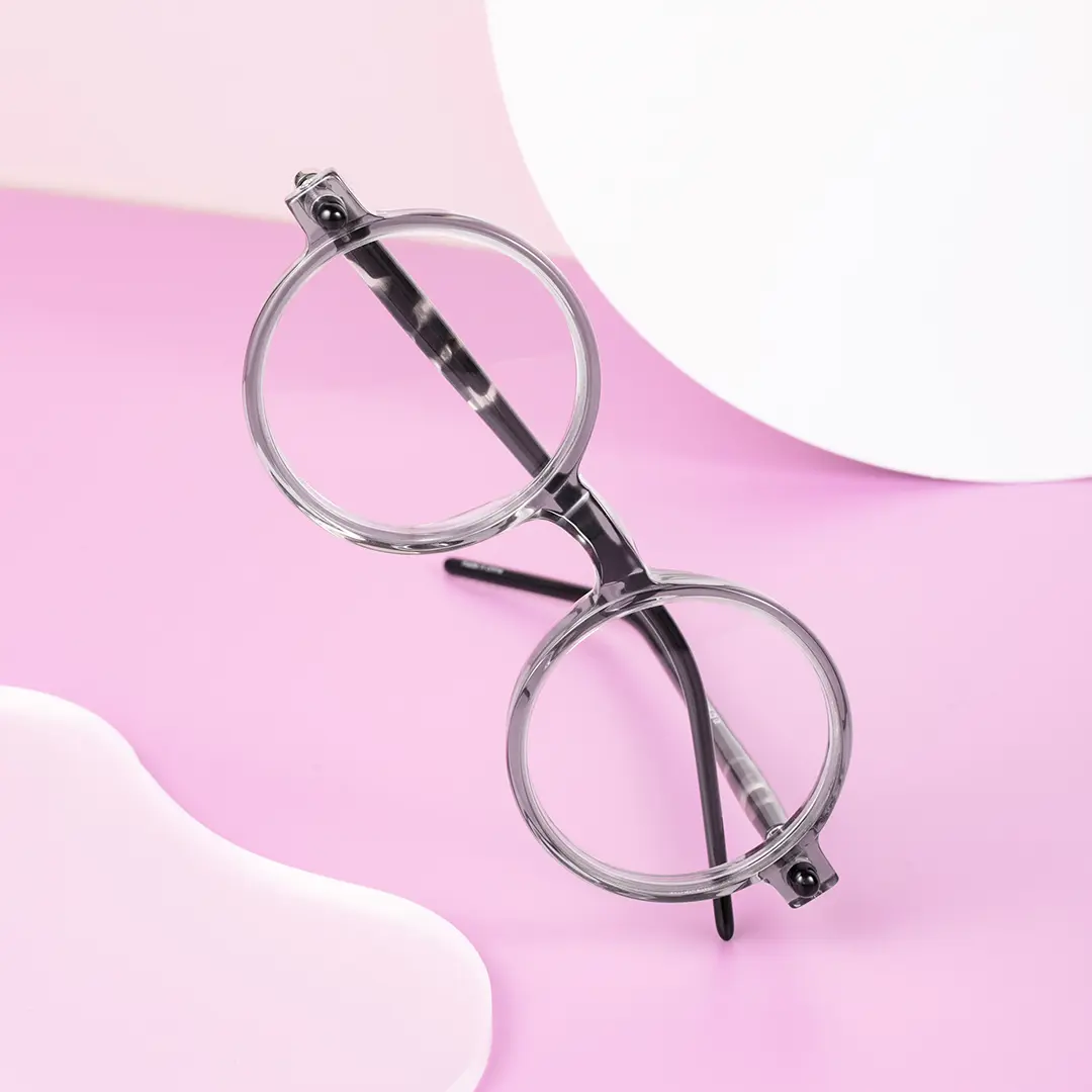 Scene view of Gaia round acetate eyeglasses RA0312504 in grey