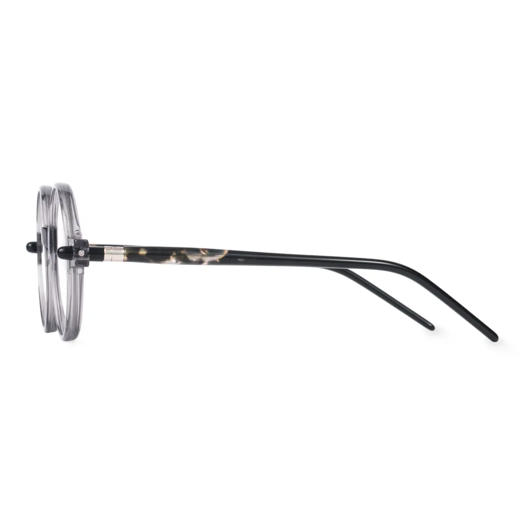 Side view of Gaia round acetate eyeglasses RA0312504 in grey