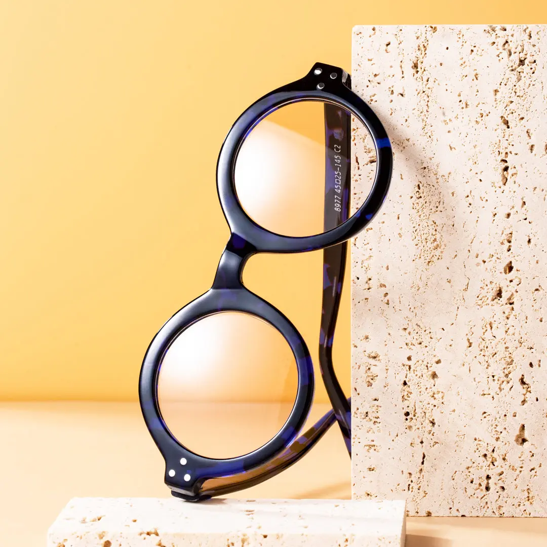 Scene view of Farrah round acetate eyeglasses RA0322408 in blue