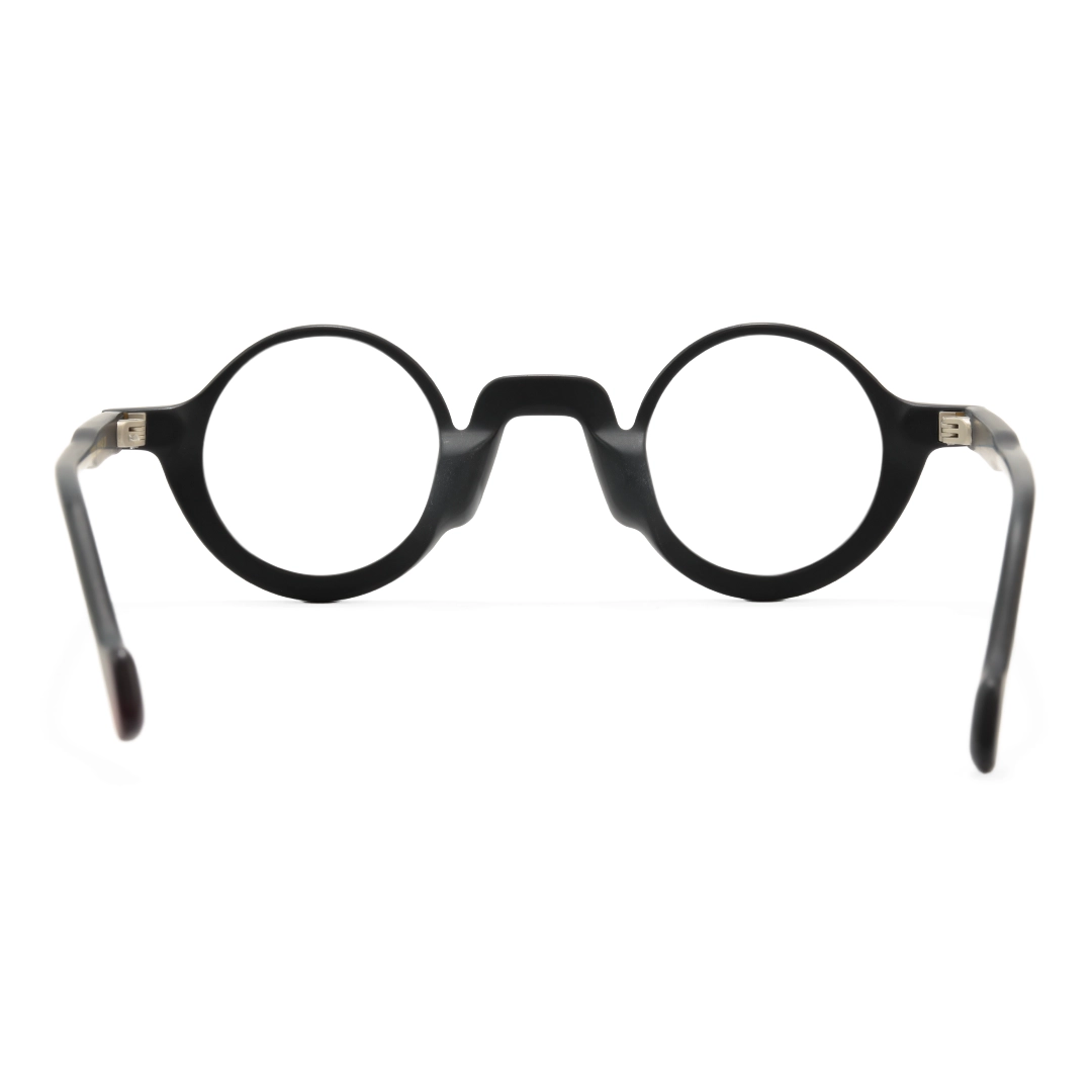 Back view of Dola round acetate eyeglasses RA0322504 in black