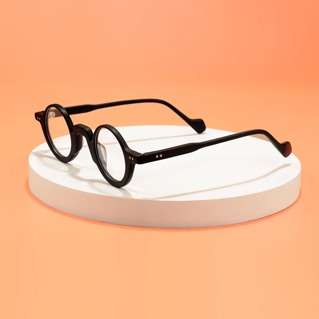 Scene view of Dola vintage round acetate eyeglasses RA0322504 in black