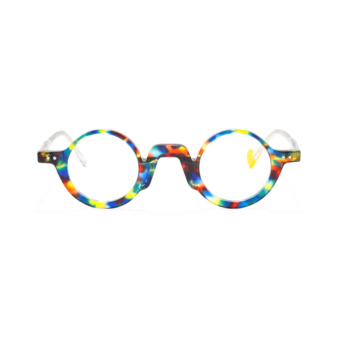 Front view of Dola vintage round acetate eyeglasses RA0322504 in multicolor