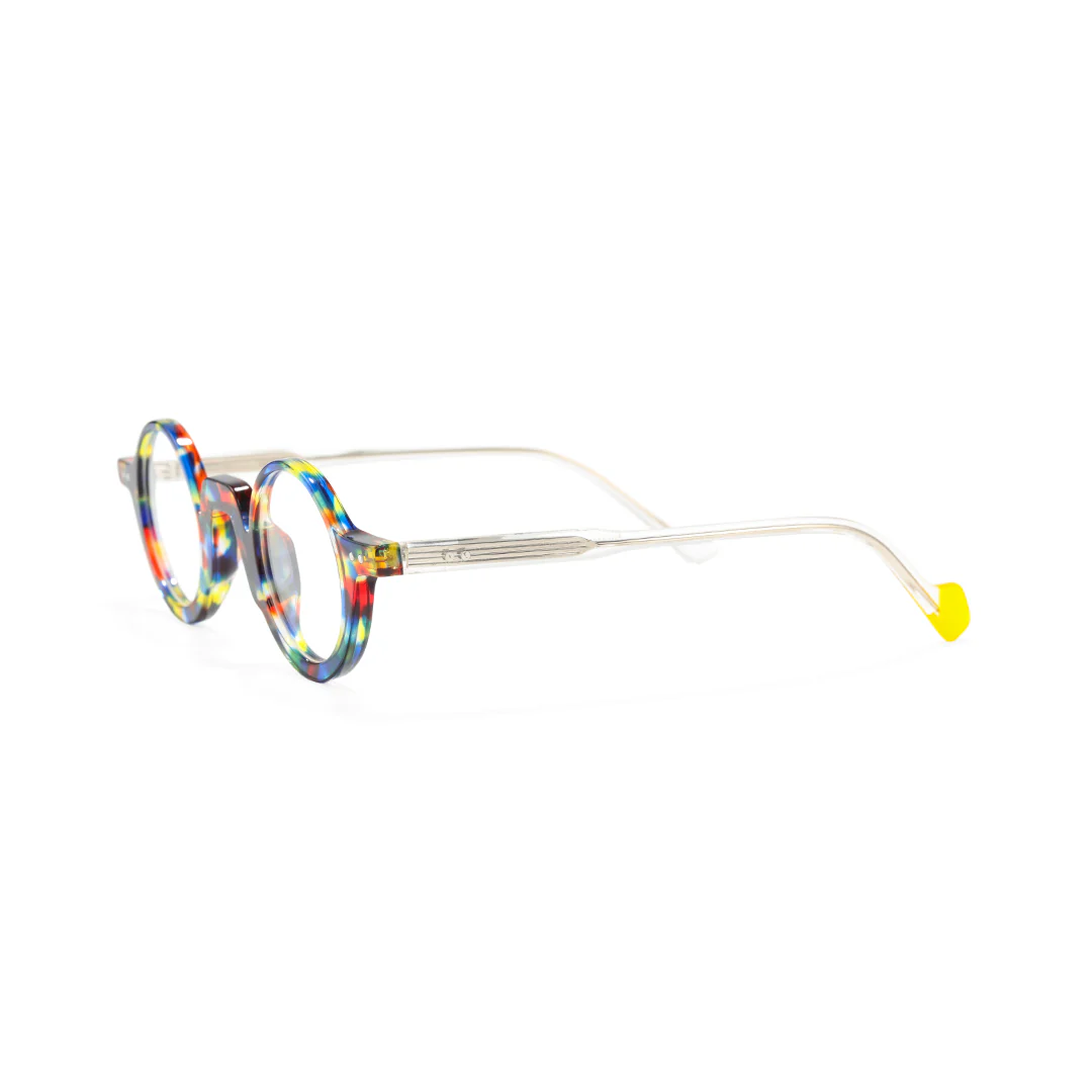 Side view of Dola vintage round acetate eyeglasses RA0322504 in multicolor