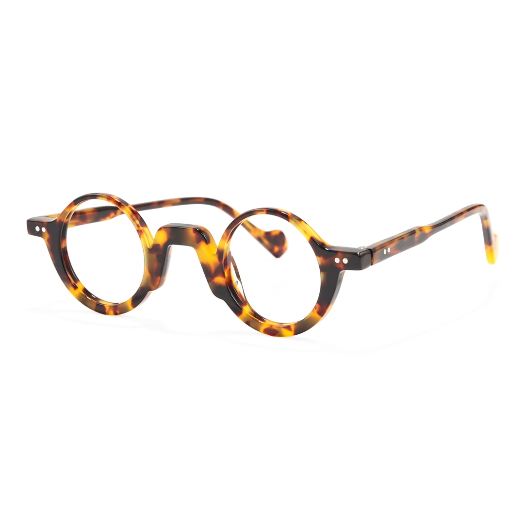Angle view of Dola round acetate eyeglasses RA0322504 in tortoise