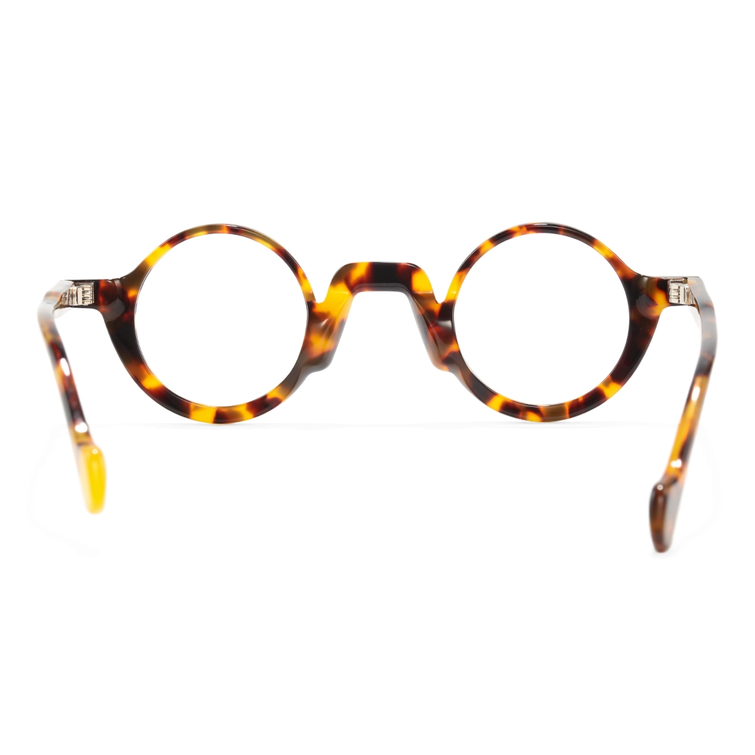 Back view of Dola round acetate eyeglasses RA0322504 in tortoise